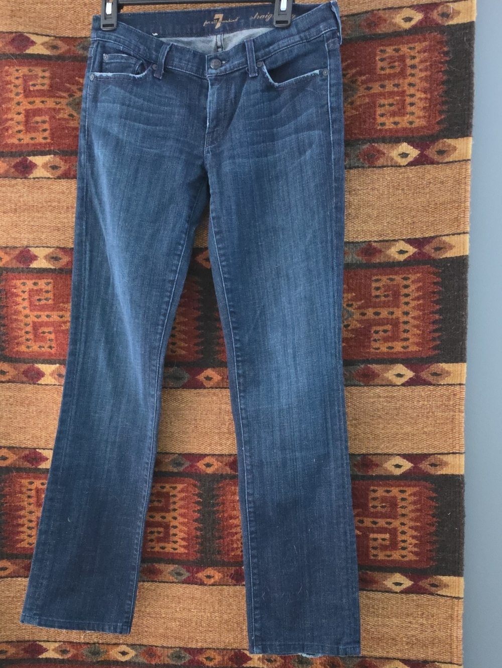 7 For All Mankind Straight-Leg Indigo Blue Jeans